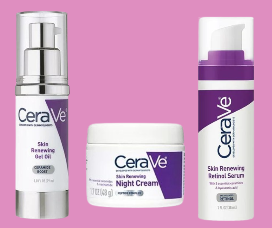 Budget Pack CeraVe Skin Renewing Retinol Serum (30ml) CeraVe Skin Renewing Gel Oil (29ml) & CeraVe Skin Renewing Night Cream (48g)