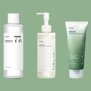 Anua Heartleaf Pore Control Cleansing Oil (200ml), Heartleaf Quercetinol Pore Deep Cleansing Foam (150ml) & Heartleaf 77% Soothing Toner (250ml)