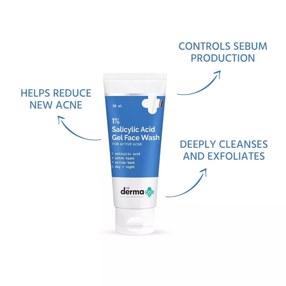 Dermaco 1% Salicylic Acid Gel Daily Face Wash - 30ml EXP 6/2026 - Image 2