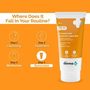 Dermaco 1% Hyaluronic Sunscreen  Aqua Gel for Broad Spectrum & Blue Light Protection for Oily and Dry Skin (80g)
