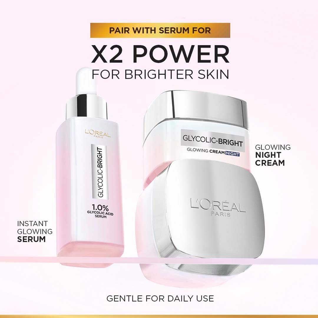 L'Oreal Paris Glycolic Bright Glowing Night Cream -50ml - Image 2