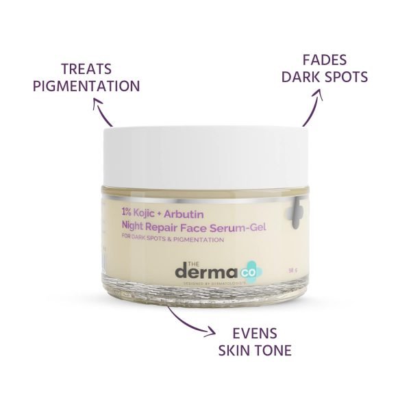 The Derma Co 1% Kojic + Arbutin Night Repair Face Serum-Gel  (50g) - Image 6