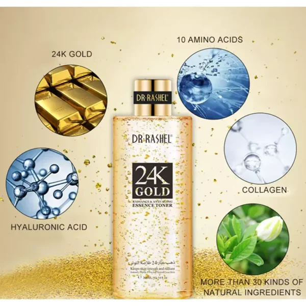 Dr. Rashel 24K Gold Radiance & Anti-Aging Essence Toner - 300ml - Image 3