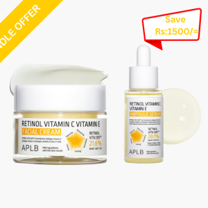 APLB Retinol Vitamin C Vitamin E Ampoule Serum (40ml) & APLB Retinol Vitamin C Vitamin E Facial Cream (55ml)