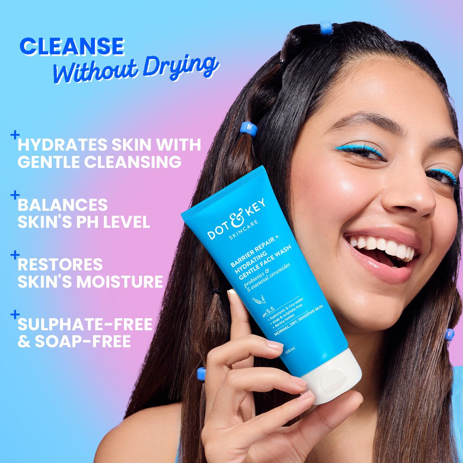 DOT & KEY Barrier Repair + Hydrating Gentle Face Wash-100ml - Image 3