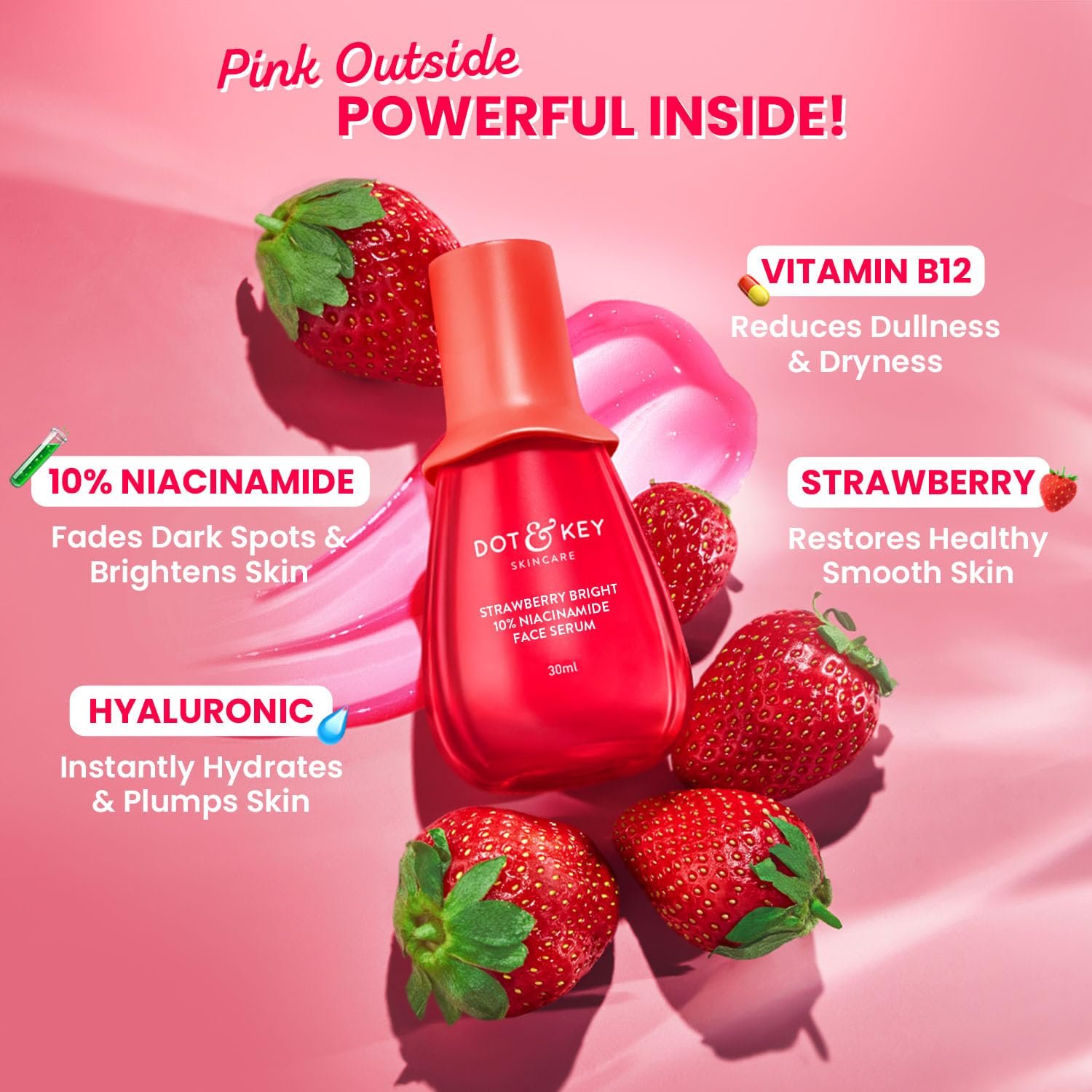 DOT & KEY 10% Niacinamide + Strawberry Face Serum-30ml - Image 3