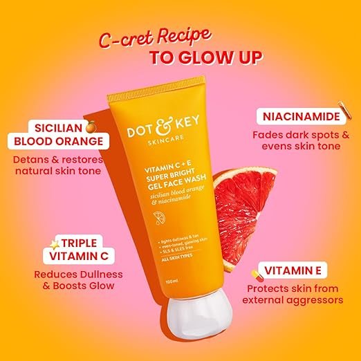 DOT & KEY Vitamin C + E Super Bright Gel Face Wash-100ml - Image 4
