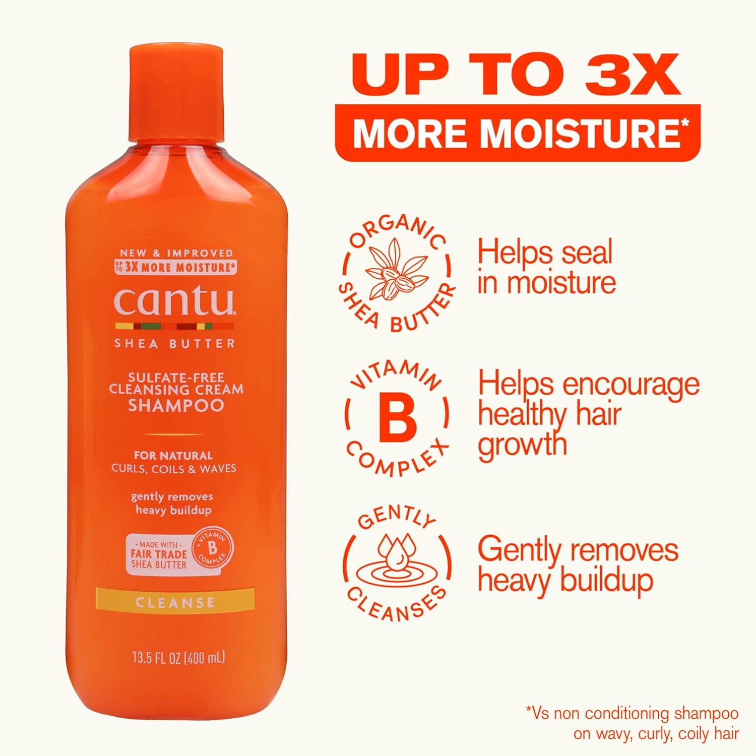 Cantu Sulfate-Free Cleansing Cream Shampoo (400ml) - Image 4