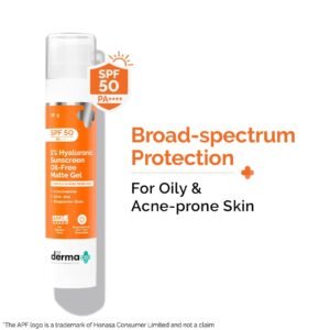 The Derma Co 1% Hyaluronic Sunscreen Oil-Free Matte Gel SPF 50 (50g)