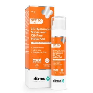 The Derma Co 1% Hyaluronic Sunscreen Oil-Free Matte Gel SPF 50 (50g)
