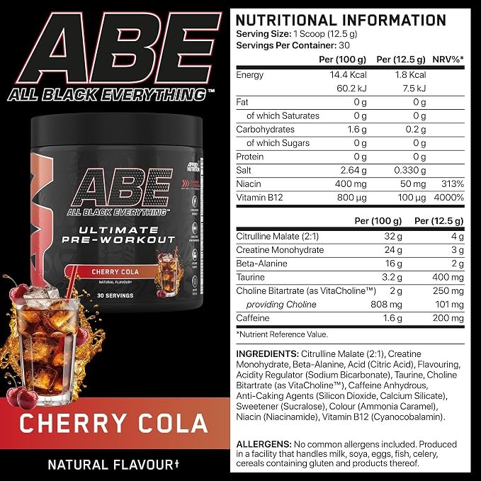 Applied Nutrition ABE Pre Workout Cherry Cola-375g - Image 4